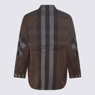Shop Burberry Dark Birch Brown Cotton Blend Field Casual Jacket