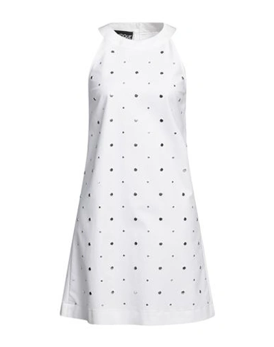 Shop Boutique Moschino Woman Mini Dress White Size 8 Cotton, Elastane
