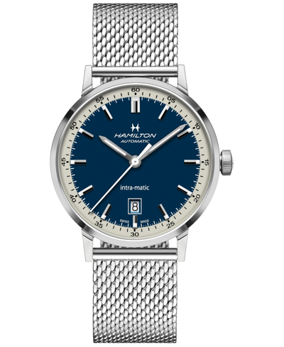 Shop Hamilton Men's Swiss Intra-matic Stainless Steel Mesh Bracelet Watch 40mm