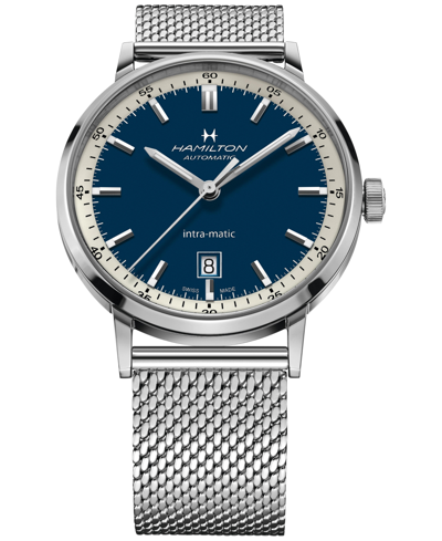 Shop Hamilton Men's Swiss Intra-matic Stainless Steel Mesh Bracelet Watch 40mm