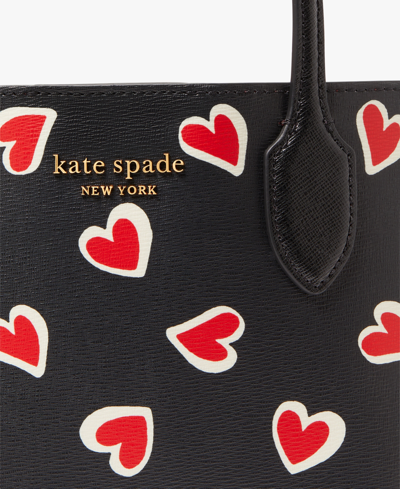 Shop Kate Spade Bleecker Stencil Hearts Printed Crossbody Tote In Black Multi.