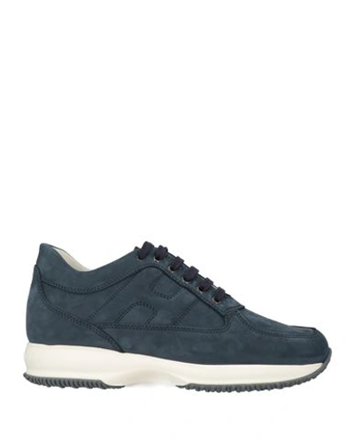 Hogan Man Sneakers Slate Blue Size 11.5 Soft Leather In Blue
