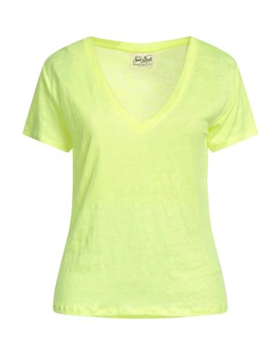 Shop Mc2 Saint Barth Woman T-shirt Acid Green Size L Linen