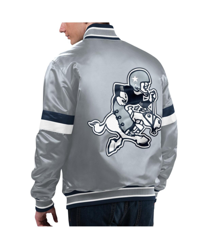 Shop Starter Men's  Silver Dallas Cowboys Home Game Satin Full-snap Varsity Jacket