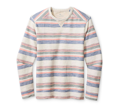 Shop Tommy Bahama Men's Grandview Yarn-dyed Crewneck Striped Sweater In Lt Grey Heather