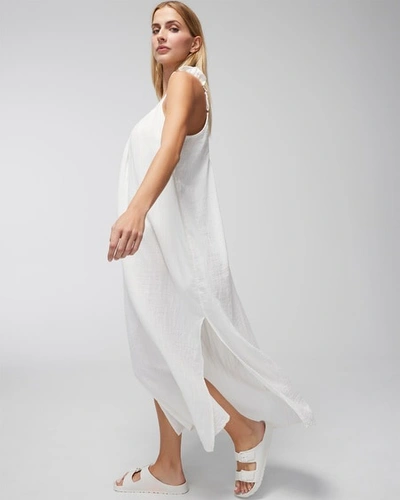 Shop Soma Women's  Swim Flutter-sleeve Cover-up Dress In White Size Medium