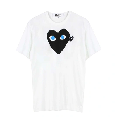 Shop Comme Des Garçons Play Black Heart-print T-shirt In Bianco
