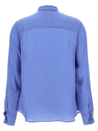 Shop Michael Michael Kors Pussy Bow Blouse In Blue