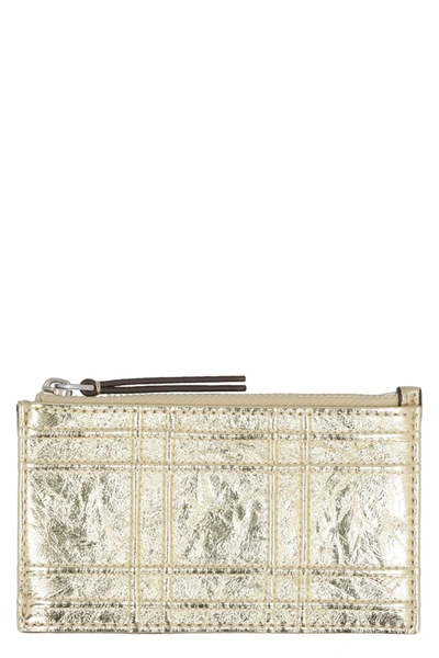 Shop Tory Burch Fleming Leather Card Holder In Gold