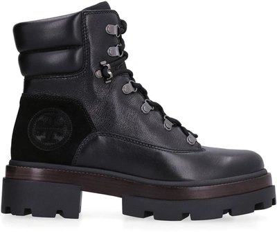 Shop Tory Burch Miller Leather Combat Boots In Black