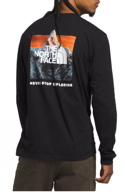 Shop The North Face Long Sleeve Nse Box Logo Graphic T-shirt In Tnf Black/ Photo Real
