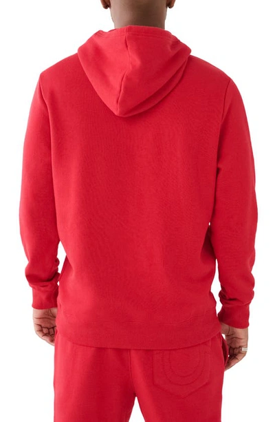 Shop True Religion Brand Jeans Shine Arch Embroidered Pullover Hoodie In Jester Red