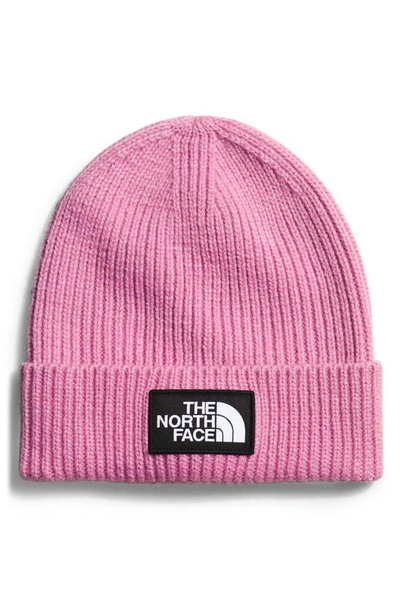 Shop The North Face Logo Box Cuffed Beanie In Orchid Pink