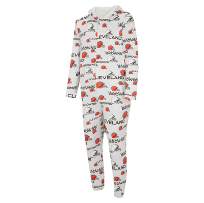 Shop Concepts Sport White Cleveland Browns Allover Print Docket Union Full-zip Hooded Pajama Suit