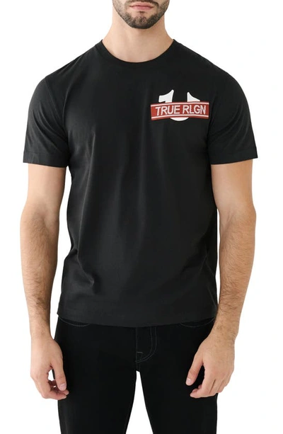 Shop True Religion Brand Jeans Tape Cotton Graphic T-shirt In Jet Black