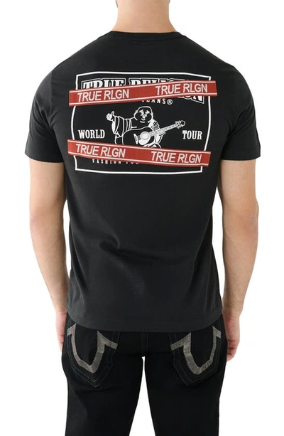 Shop True Religion Brand Jeans Tape Cotton Graphic T-shirt In Jet Black