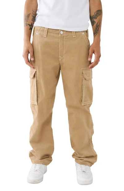 Shop True Religion Brand Jeans Big T Straight Leg Cargo Jeans In Travertine