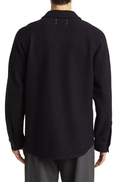 Shop Reigning Champ Warden Boiled Wool Overshirt In Black