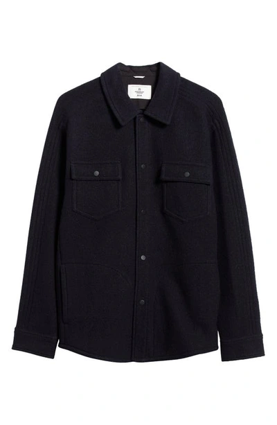 Shop Reigning Champ Warden Boiled Wool Overshirt In Black