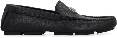 Shop Dolce & Gabbana Logo Detail Leather Loafers In Black