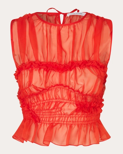 Shop Cecilie Bahnsen Women's Uphi Silk Organza Top In Red