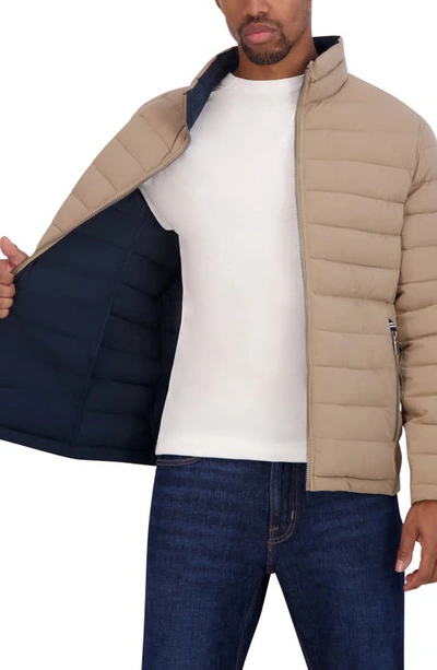 Nautica Water Resistant Reversible Puffer Jacket In Taupe