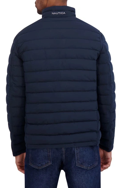 Nautica Water Resistant Reversible Puffer Jacket In Taupe