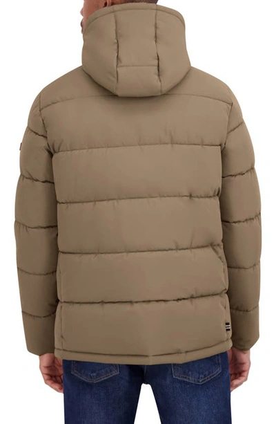 Shop Nautica Hooded Water Resistant Puffer Jacket In Otter