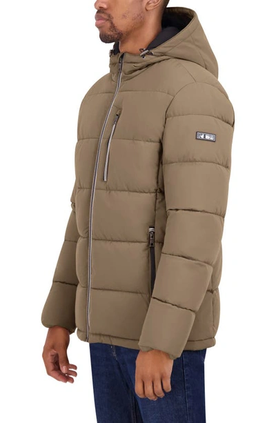 Shop Nautica Hooded Water Resistant Puffer Jacket In Otter