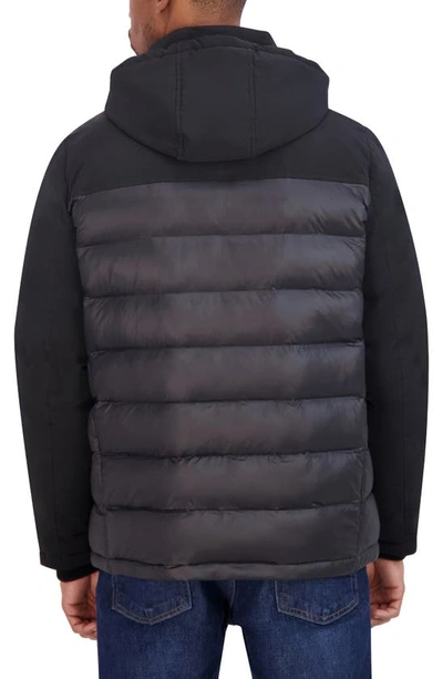 Shop Nautica Mixed Media Water Resistant Puffer Jacket In Black
