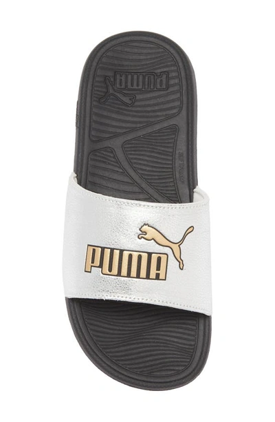 Shop Puma Cool Cat 2.0 Slide Sandal In  Silver- Gold-black