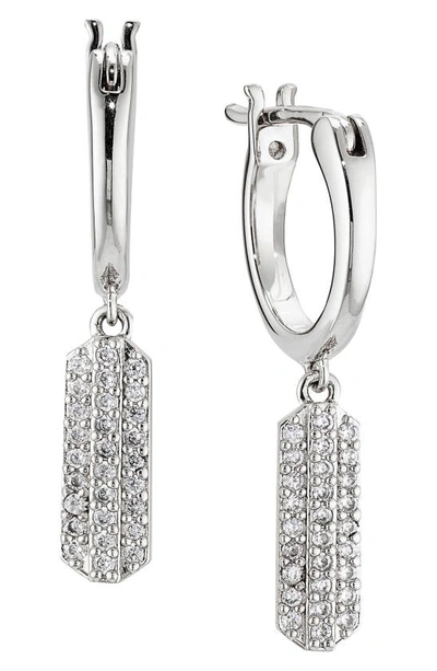 Shop Ajoa Wythe Pavé Drop Huggie Hoop Earrings In Silver
