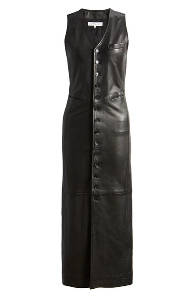 Shop Frame Leather Vest Dress In Black