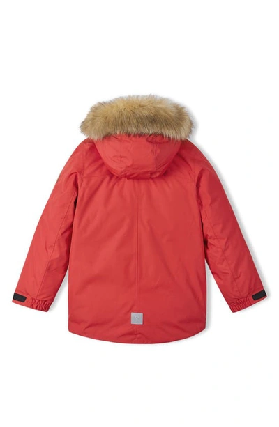 Shop Reima Kids' Tec Serkku Waterproof & Windproof Insulated Recycled Polyester Parka With Removable Faux  In Tomato Red