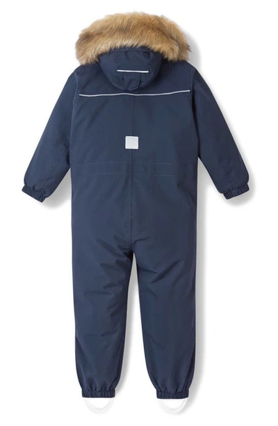 Reima Tec Stava Waterproof & Windproof Insulated Snowsuit With Faux Fur Trim In Navy