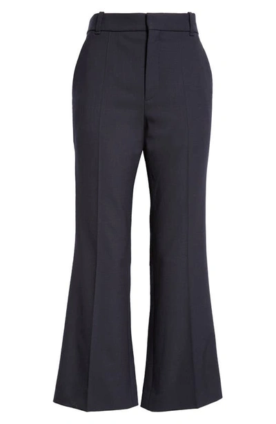 Shop Chloé Stretch Wool Bootcut Ankle Pants In Abyss Blue