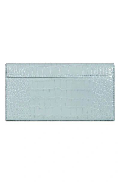 Shop Strathberry Multrees Croc Embossed Leather Wallet On A Chain In Duck Egg Blue