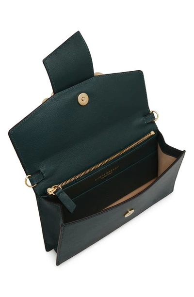 Shop Strathberry Crescent On A Chain Croc Embossed Leather Shoulder Bag In Bottle Green