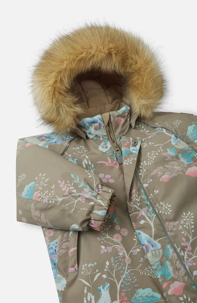 Shop Reima Tec Lappi Waterproof Snowsuit With Faux Fur Trim In Light Oak