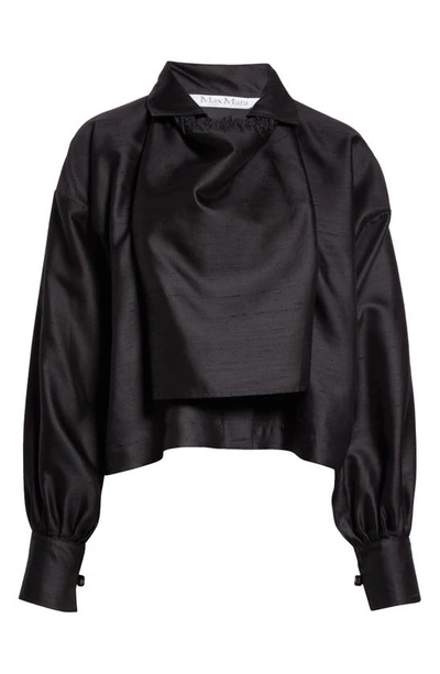 Shop Max Mara Callas Boxy Silk & Cotton Shirt In Black