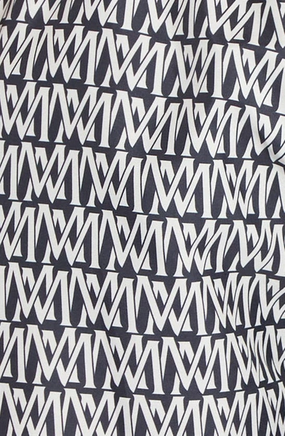 Shop Moncler Monogram Print Swim Trunks In Printed M All Over White/ Navy