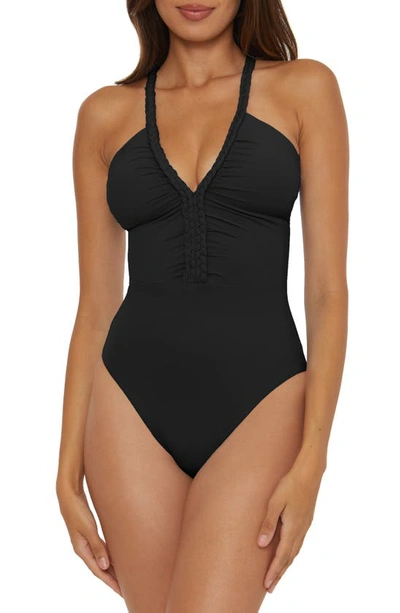 Shop Soluna Braid Trim One-piece Swimsuit In Black