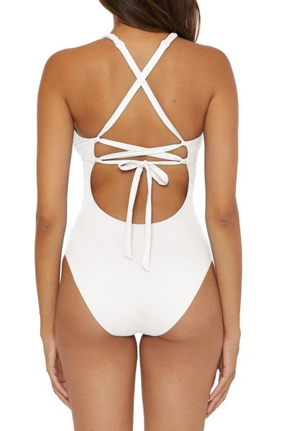 Shop Soluna Braid Trim One-piece Swimsuit In White