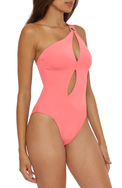 Shop Soluna One-shoulder Cutout One-piece Swimsuit In Garden Pink