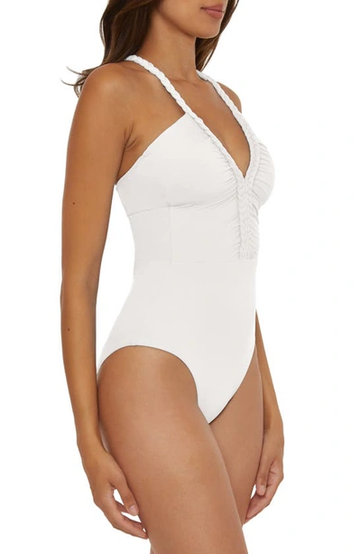 Shop Soluna Braid Trim One-piece Swimsuit In White