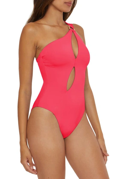 Shop Soluna One-shoulder Cutout One-piece Swimsuit In Geranium