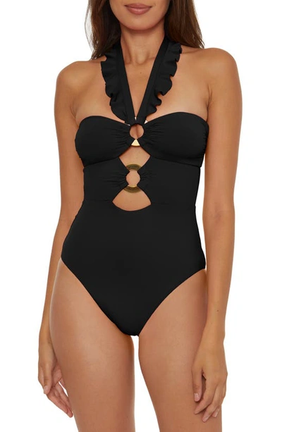 Shop Soluna Ruffle Strappy One-piece Swimsuit In Black