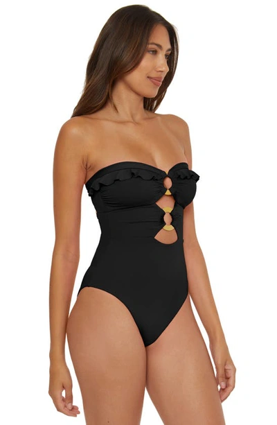 Shop Soluna Ruffle Strappy One-piece Swimsuit In Black