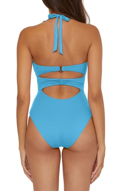 Shop Soluna Ruffle Strappy One-piece Swimsuit In Crystal Sea