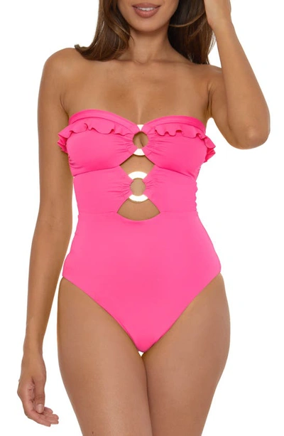 Shop Soluna Ruffle Strappy One-piece Swimsuit In Daiquiri